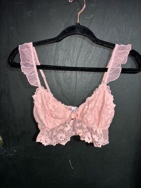 Urban Outfitters Pink Lace Ruffle Bralette